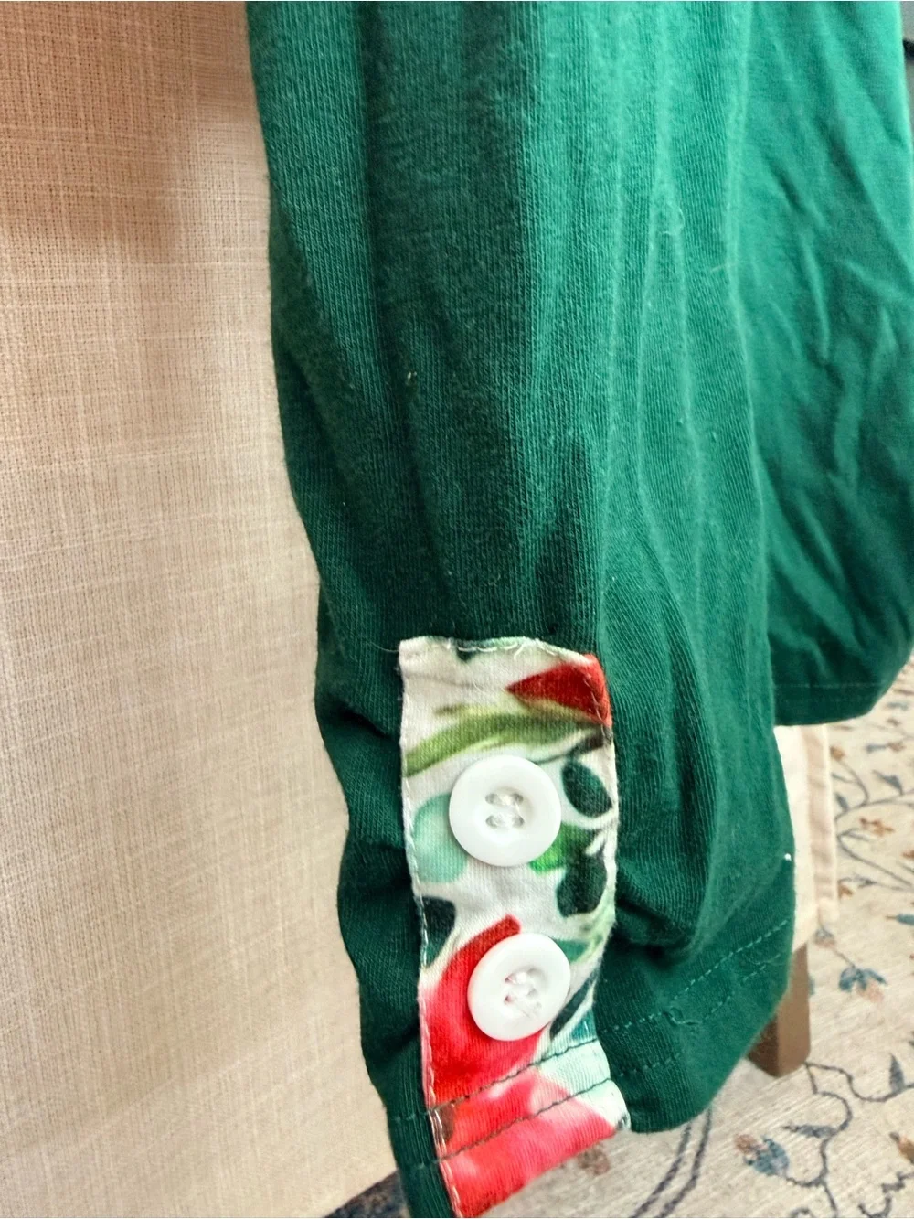 Girls Floral Green Collared Set - Holiday Tunic & Leggings
